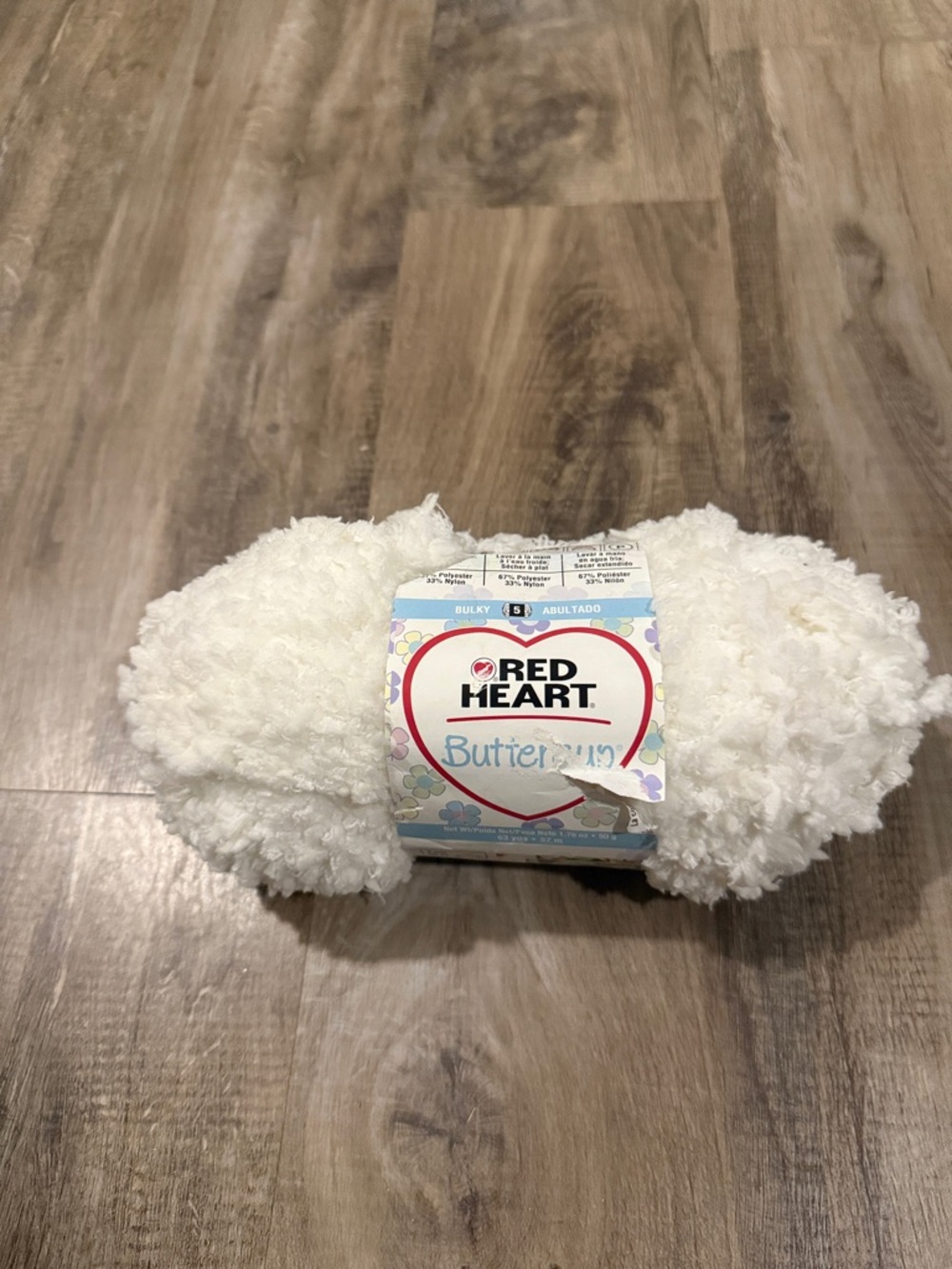 Red Heart Buttercup Plush White Bulky Yarn